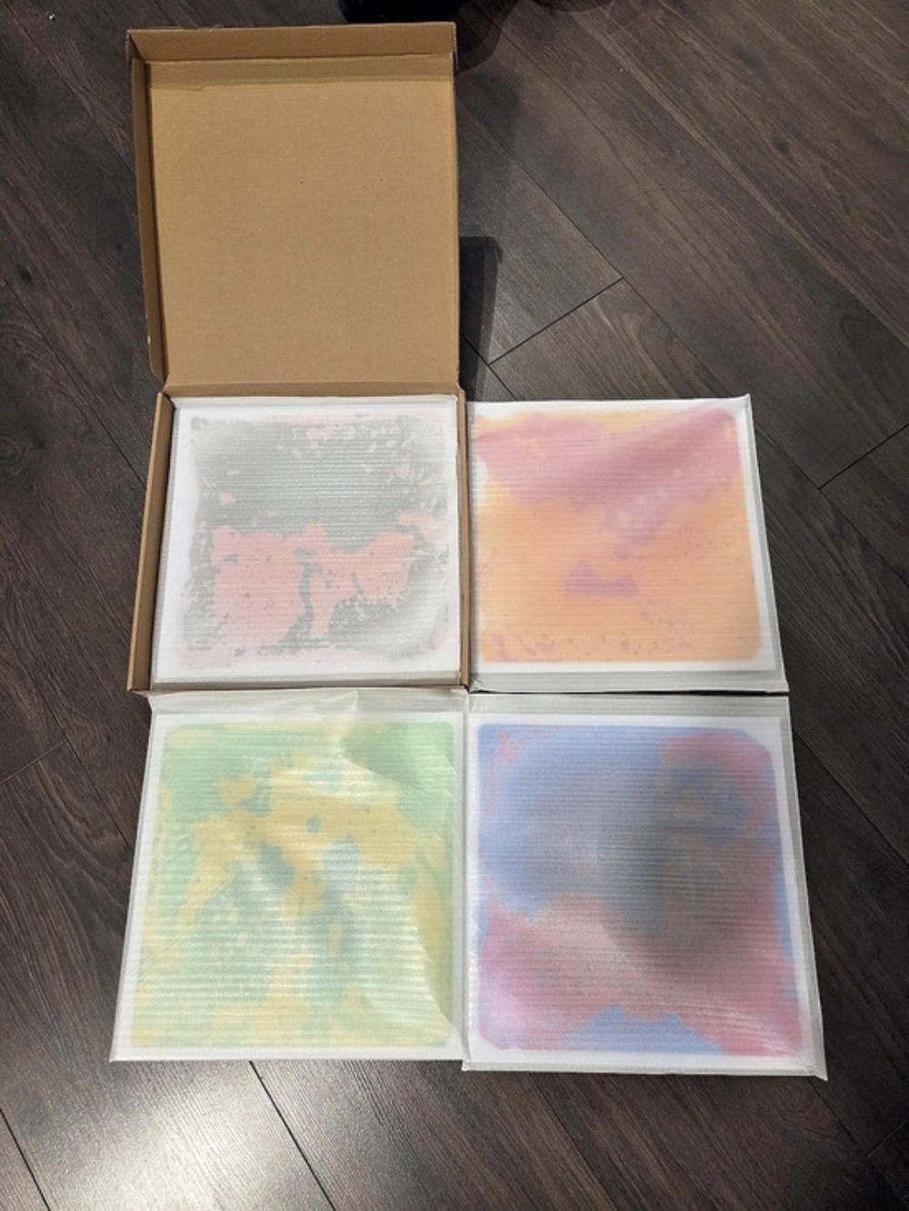 Sensory Tiles Liquid Floor Tiles Set of 4, Multicolor Play Tiles Sensory Play